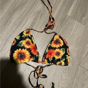 Sunflower Print Bikini Top